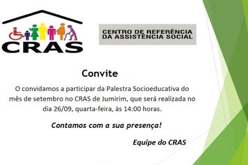 Convite Palestra Socioeducativa CRAS