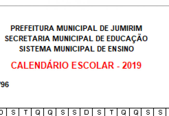 Calendário Escolar 2019