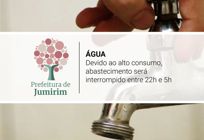 Abastecimento de água interrompido das 22h às 5h.